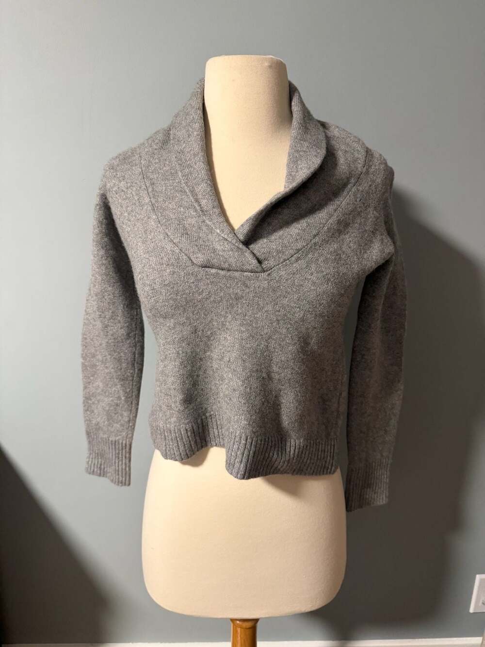 J.Crew Shawl Collar Sweater Gray Wool Cashmere Blend